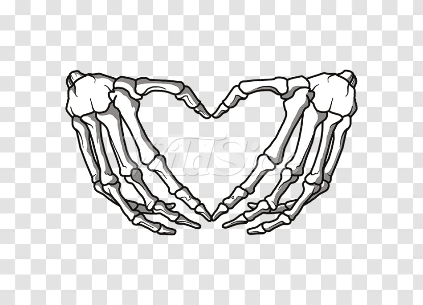 Finger Heart Human Skeleton Hand - Cartoon Transparent PNG