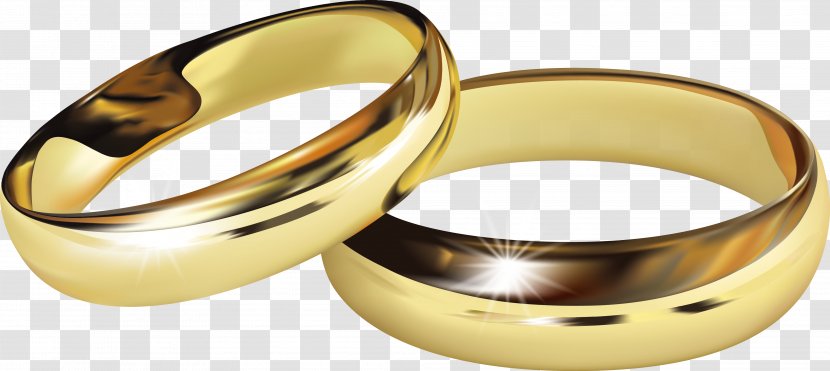 Wedding Ring Engagement - Diamond - Golden Vector Transparent PNG