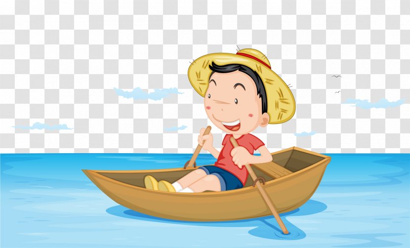 Boat Rowing Royalty-free Illustration - Canoe - A Child In The River Transparent PNG