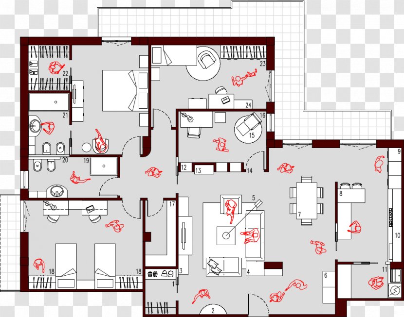 Planimetrics House Floor Plan Furniture Square Meter - Studio Apartment - Kv62 Transparent PNG