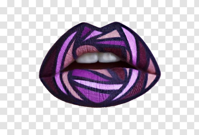 Lipstick Make-up Artist Beauty Work Of Art - Drawing - Purple Lips Lip Geometric Abstract Painting Transparent PNG