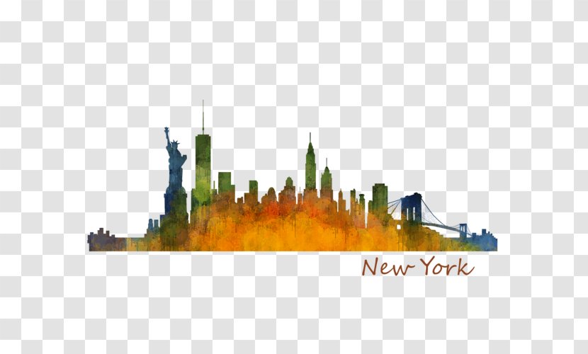 Empire State Building Skyline Watercolor Painting City Drawing - New York Transparent PNG