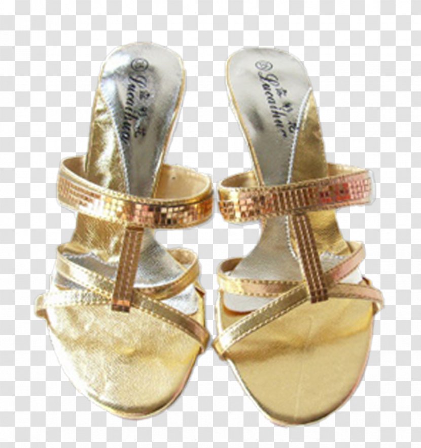 Flip-flops Sandal Shoe High-heeled Footwear - Flipflops - Golden Sandals Transparent PNG