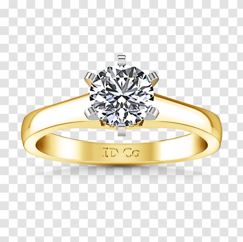 Engagement Ring Diamond Cut Colored Gold - Solitaire Transparent PNG
