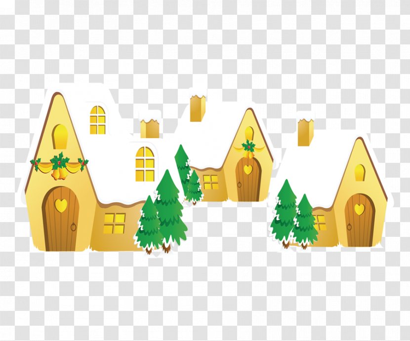 Christmas Clip Art - Yellow - House,snowflake,Creative Holiday Transparent PNG