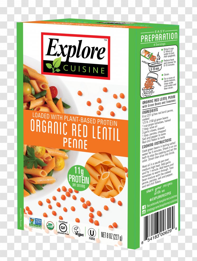 Pasta Organic Food Lentil Spaghetti Gluten-free Diet - Red Transparent PNG