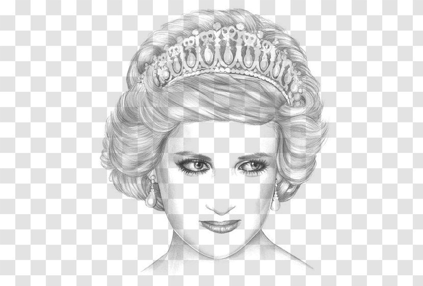 Diana, Princess Of Wales Black And White Portrait Drawing Sketch - Watercolor - Painting Transparent PNG