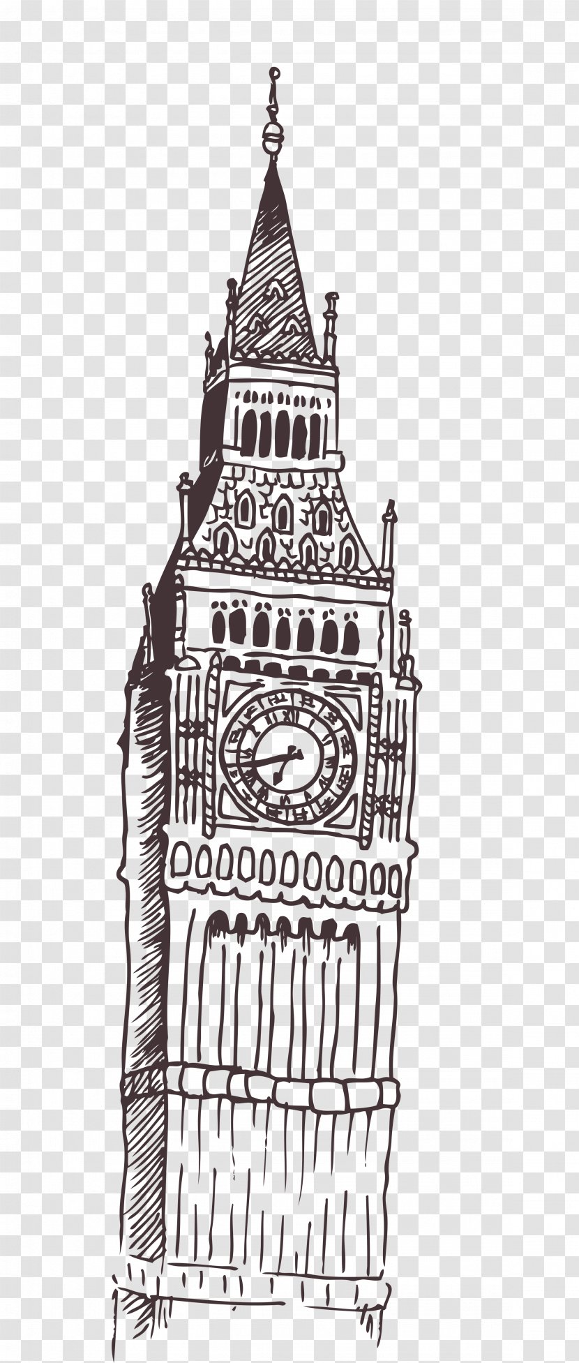 Big Ben Tower Of London Computer File - Monochrome - Clock Transparent PNG