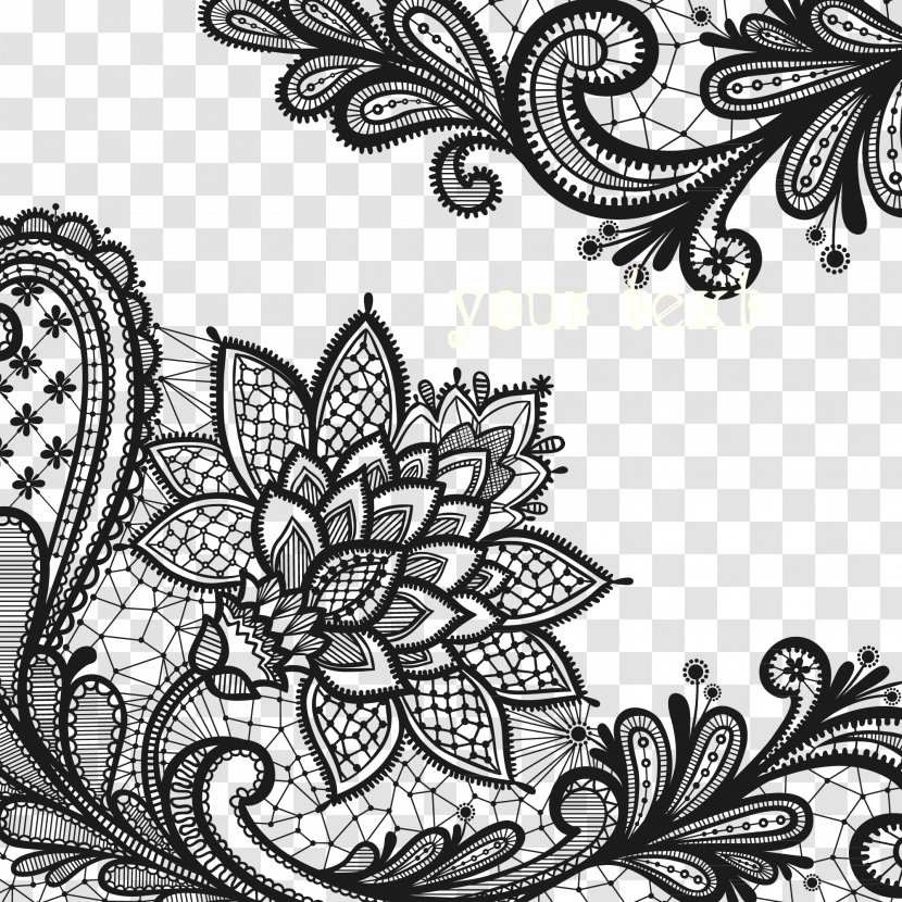 Lace Flowers - Aroma - Monochrome Transparent PNG