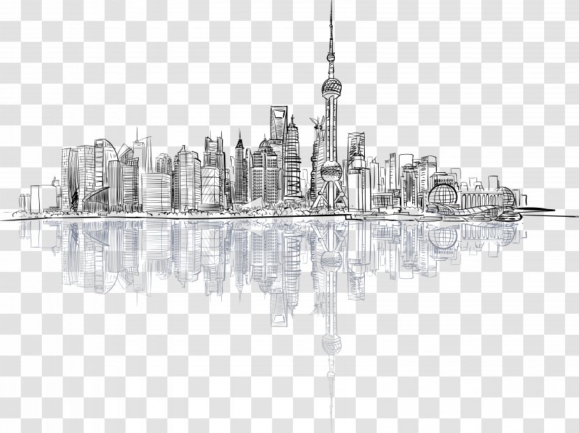 Drawing Architecture - Pattern - Abstract Lines Shanghai Bund Transparent PNG