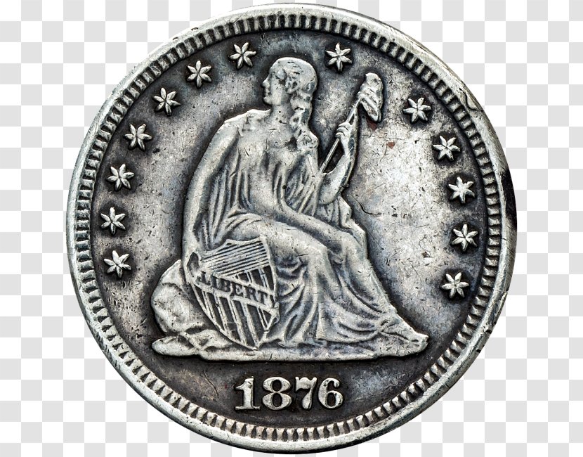 Dime United States Seated Liberty Coinage Quarter Silver Coin - Obverse And Reverse Transparent PNG