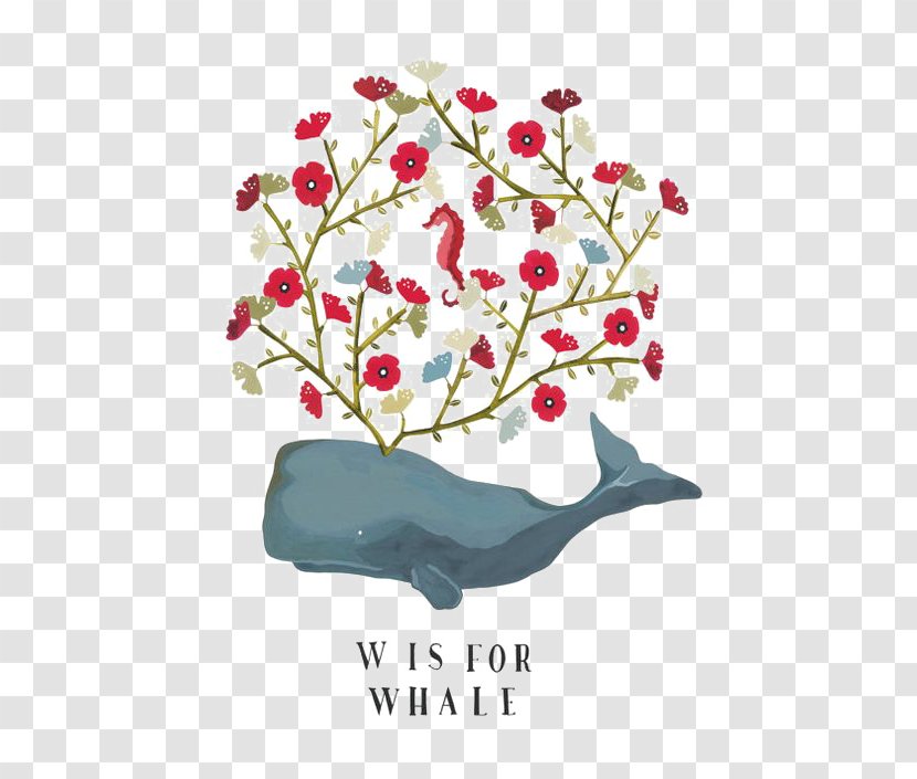 Whale Watercolor Painting Illustration - Branch Transparent PNG