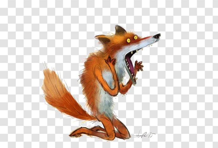 Red Fox Drawing Cartoon Illustration Transparent PNG