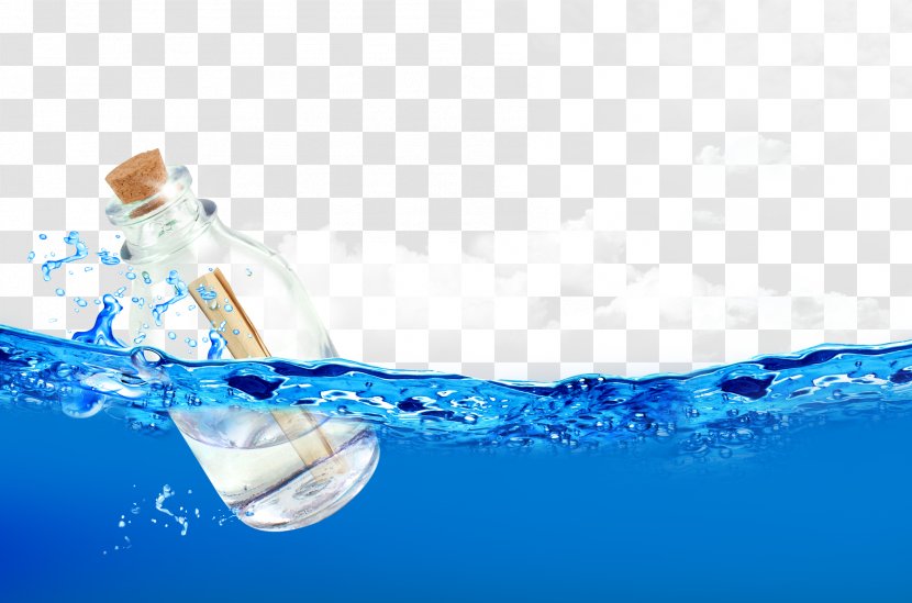Download Illustration - Water - Seawater Bottle Drifting Transparent PNG