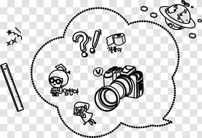 Camera Clip Art - Text - Hand-painted Line Learning Element Pattern Transparent PNG