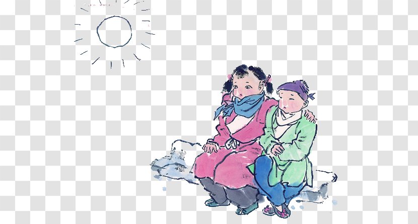 Budaya Tionghoa Chinese Painting Child U53e4u756b - Cartoon - Siblings Sun Transparent PNG