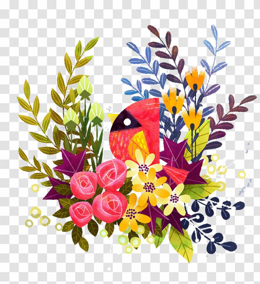 Floral Design Bird Art: Using Graphite And Coloured Pencils Leaf Illustration - Idea - Bouquet Of Leaves Painted Transparent PNG