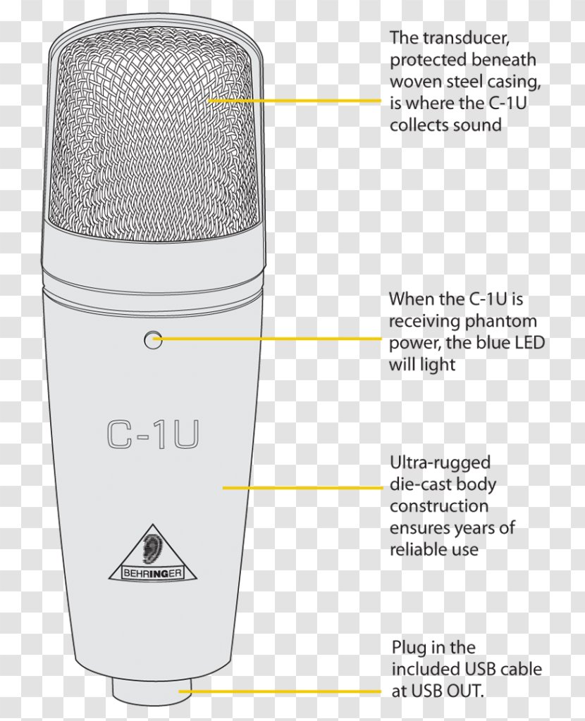 Microphone Behringer C-1U USB Audio - Recording Studio Transparent PNG