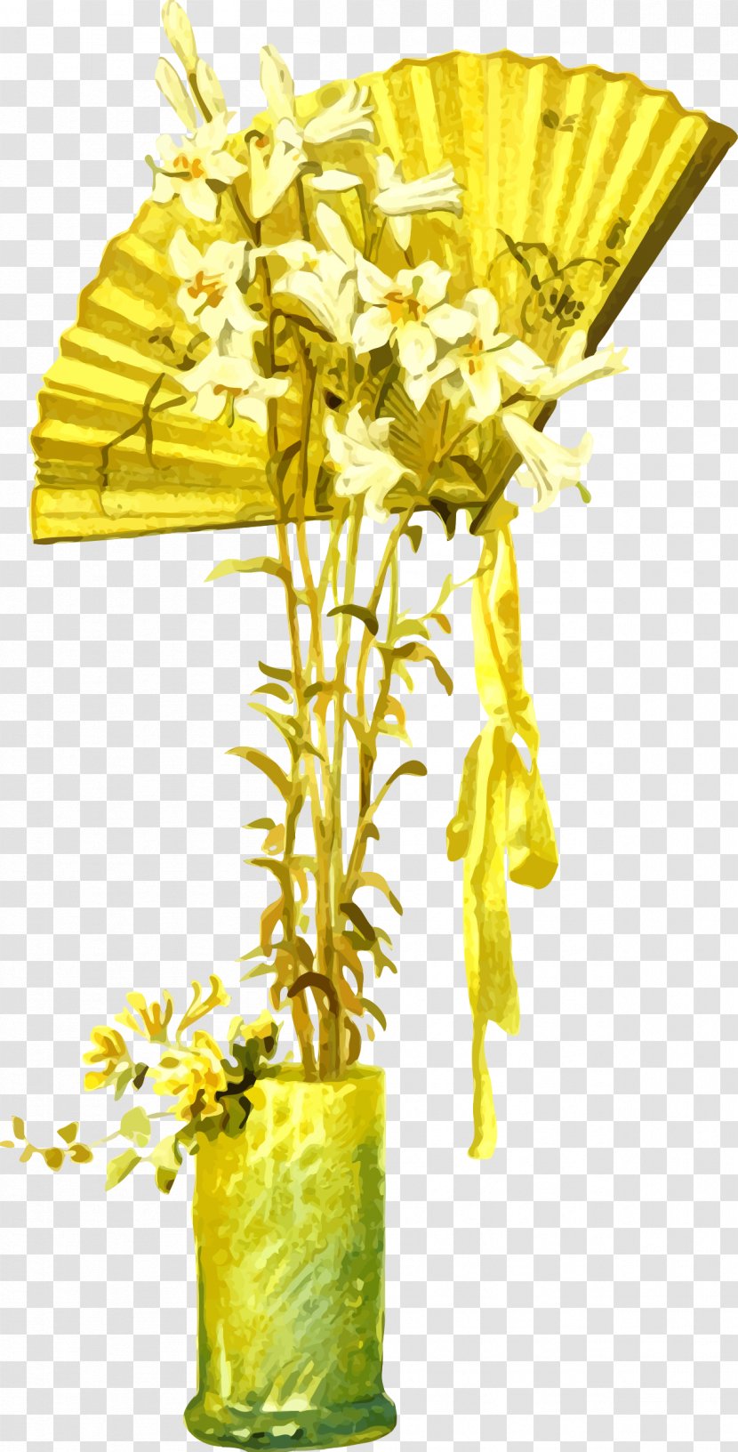 Floral Design Cut Flowers Fan Art Clip - Gold Transparent PNG