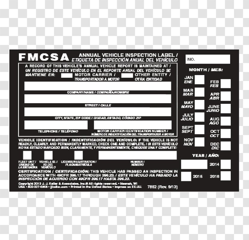 Vehicle Inspection Ford Super Duty F-650 Label - Text Transparent PNG