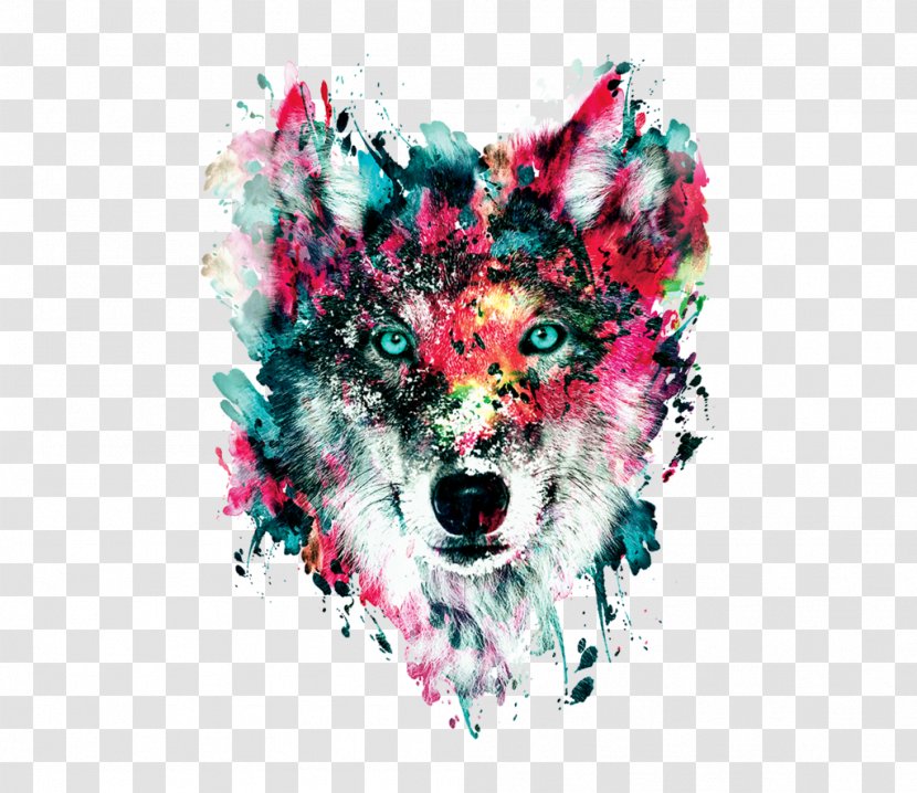 Wolf T-shirt Watercolor Painting Art Canvas - Frame Transparent PNG