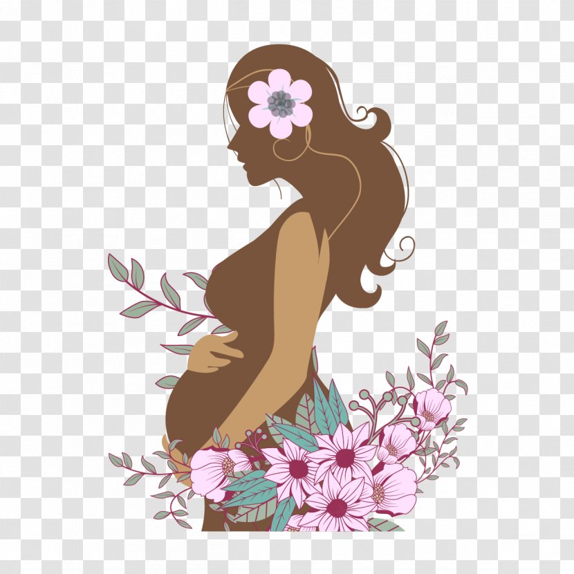 Pregnancy Woman Childbirth Clip Art - Maternity Clothing - Vector Pregnant Flowers Transparent PNG