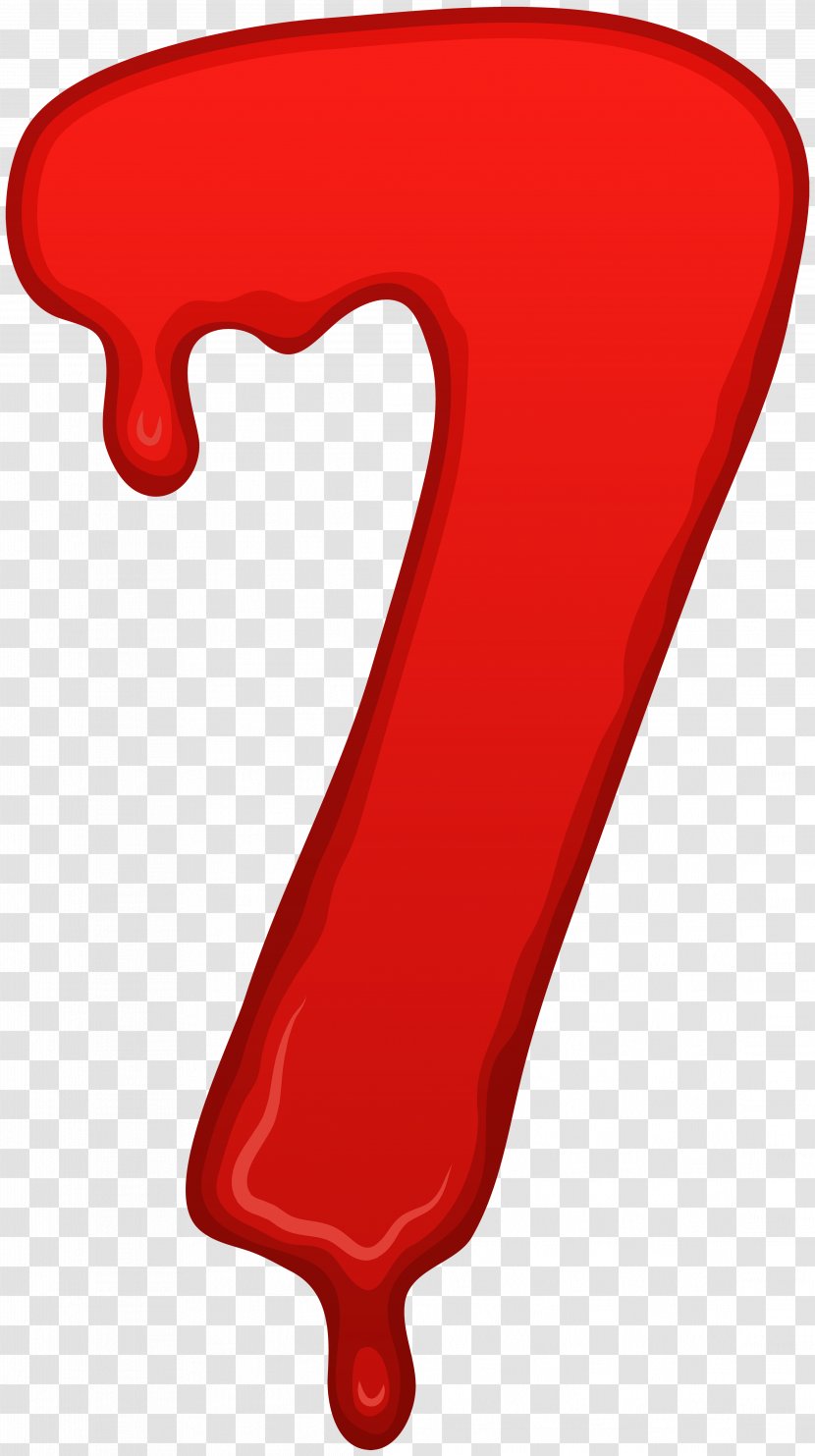 Red Font Product Design - Bloody Number Seven Clip Art Image Transparent PNG