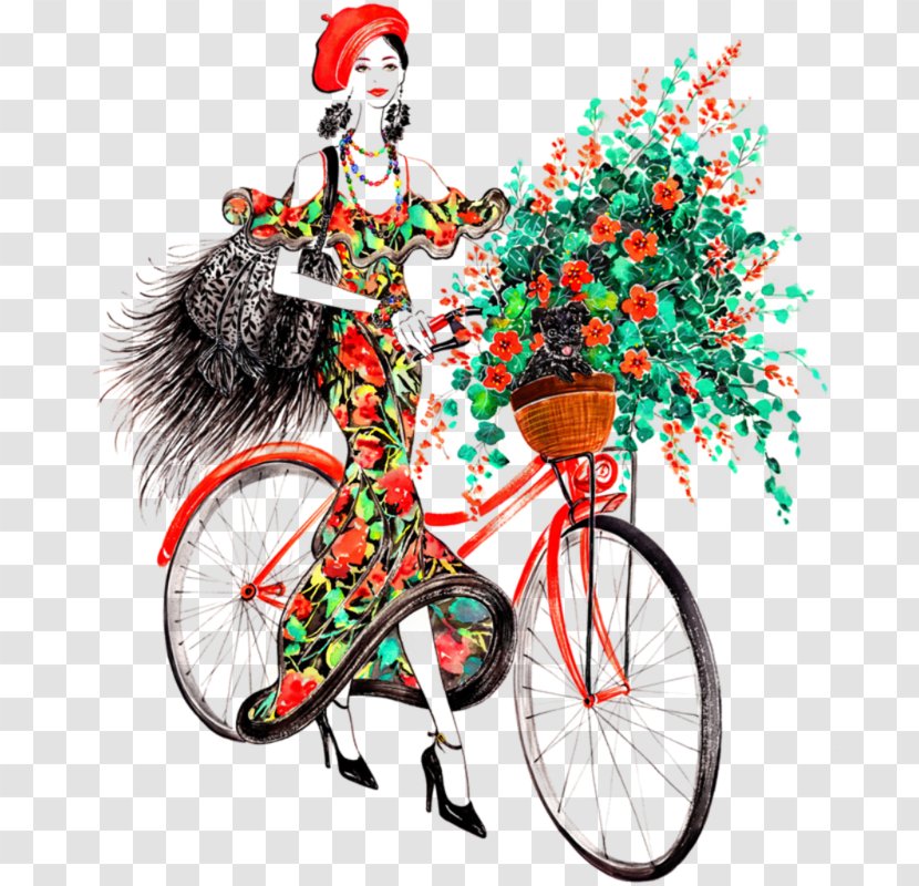 Fashion Illustration Bicycle Illustrator - Book - Flower Transparent PNG