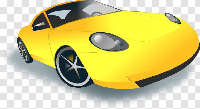 Sports Car Clip Art - Yellow - Vector Transparent PNG