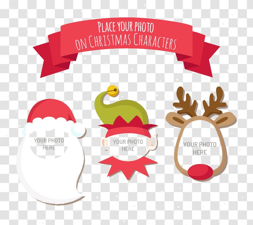 3 Christmas Cartoon Characters Vector Frame - Tree - Clip Art Transparent PNG