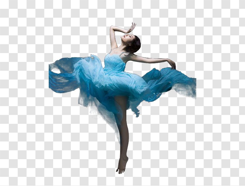 Modern Dance Tutu - Cartoon - Flowing Blue Woman Transparent PNG