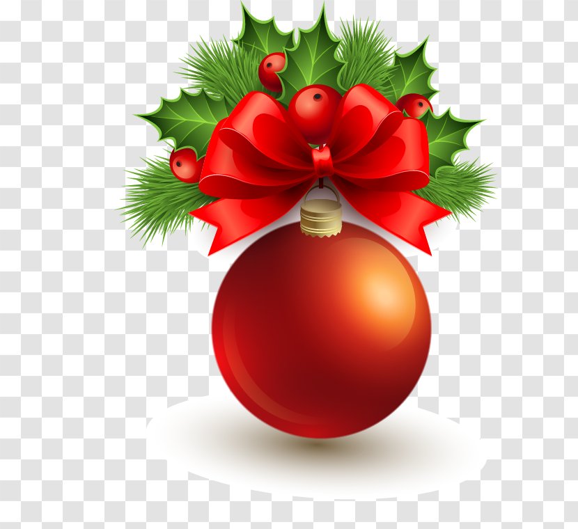 Christmas Ornament Tree Ball Red - Bow Leaf Transparent PNG