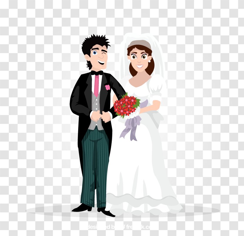 Bridegroom Marriage Illustration - Vision Care - Cartoon Bride And Groom Transparent PNG
