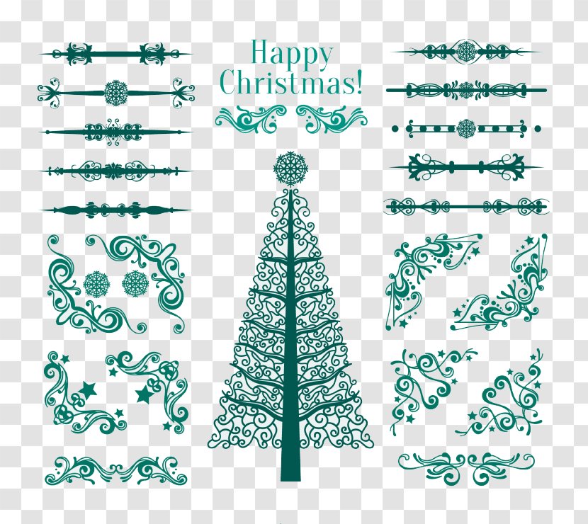 Ornament Christmas Clip Art - Decoration - Green Tree With Lace Pattern Vector Material Transparent PNG