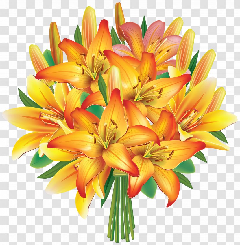 Flower Bouquet Cut Flowers Clip Art - Yellow - Lily Transparent PNG