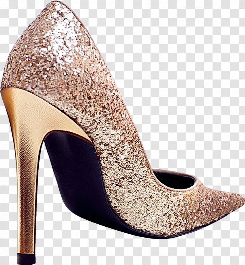 High-heeled Footwear Shoe Sandal - Glitter - Gold High Heels Transparent PNG