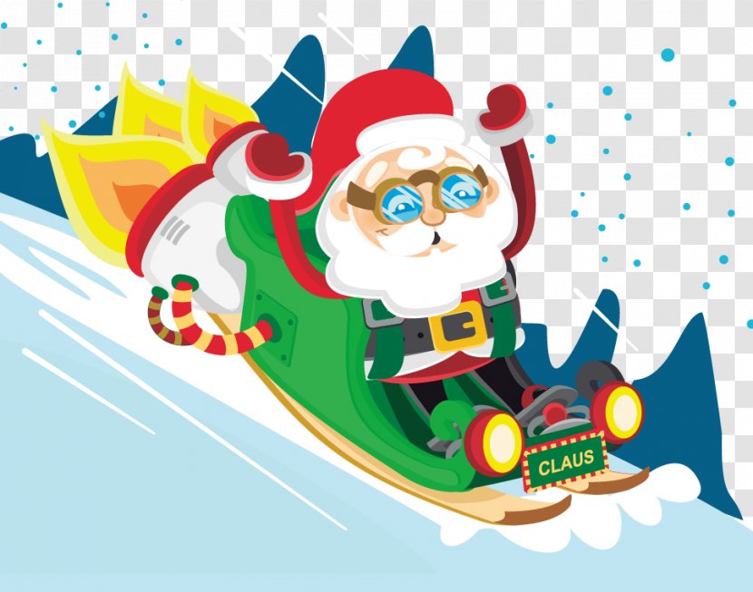Santa Claus Sled Rocket Christmas - Fictional Character - Ski Transparent PNG