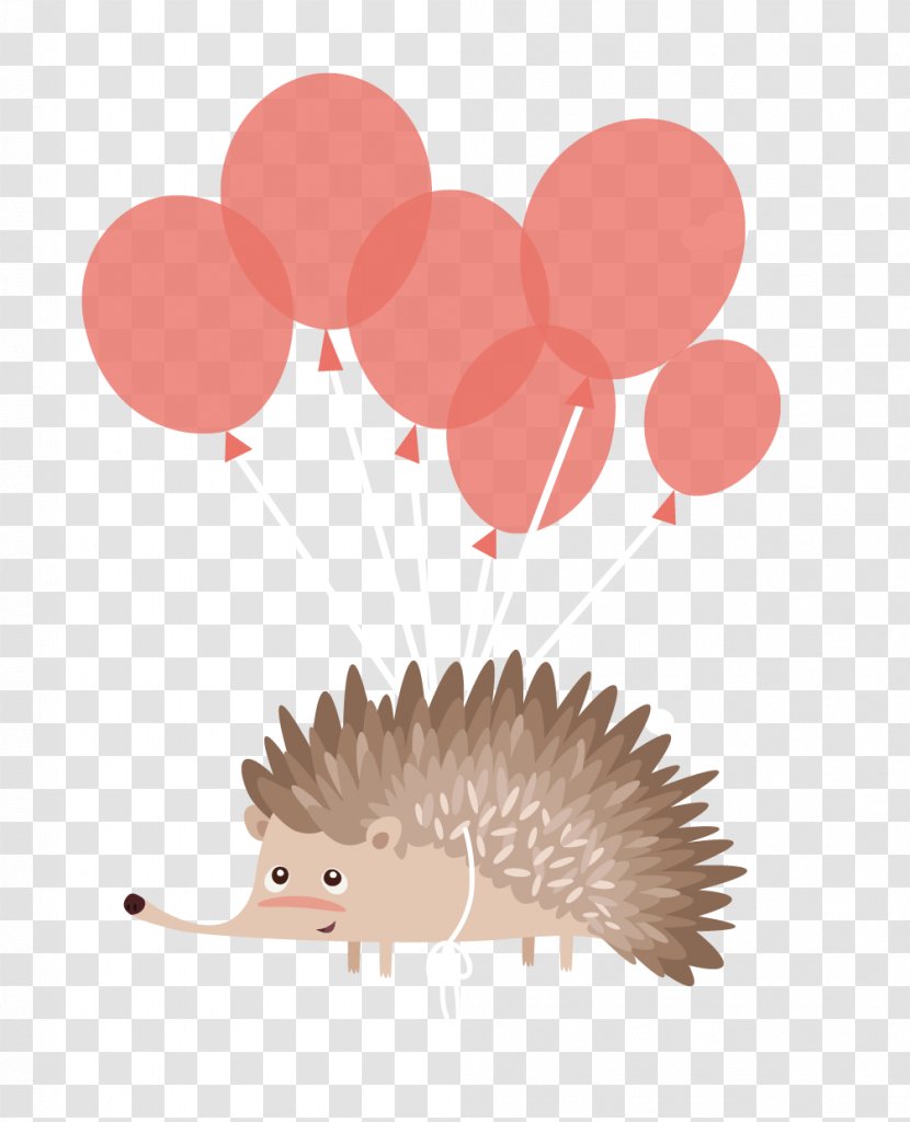 Hedgehog Birthday Cake Cartoon - With Balloons Fly Transparent PNG