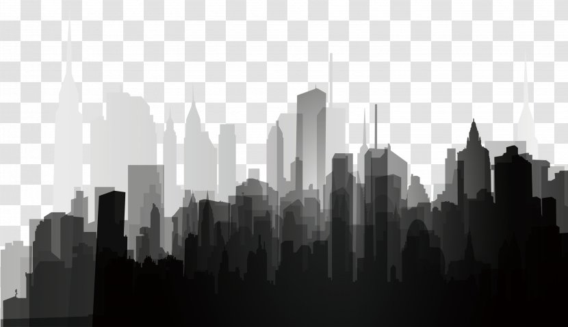 Silhouette Splash - Monochrome Photography - Black And White City Transparent PNG