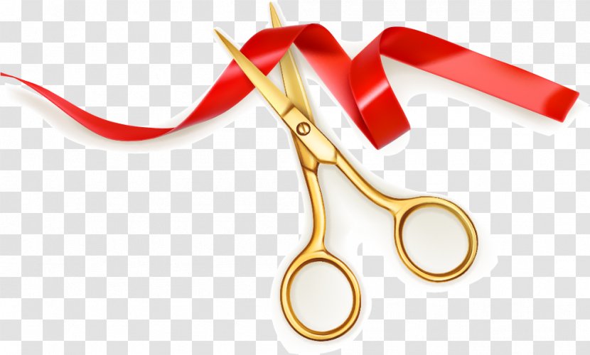 Scissors Ribbon Opening Ceremony Cutting - Red - Ribbon-cutting Vector Material Festivals, Celebration, Scissors, Transparent PNG