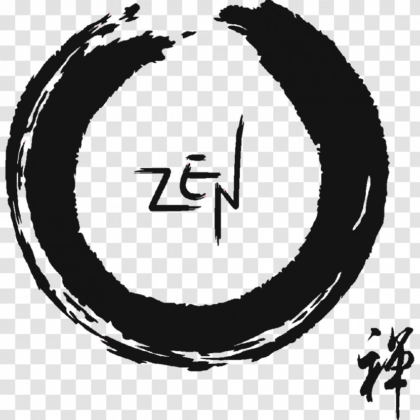 Ensō Zen Mind, Beginner's Mind Buddhism - Black And White Transparent PNG