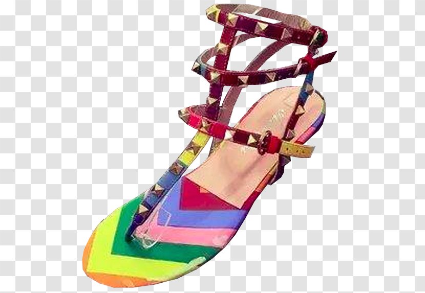 Sandal Shoe Magenta - Rainbow Flip Flop Transparent PNG