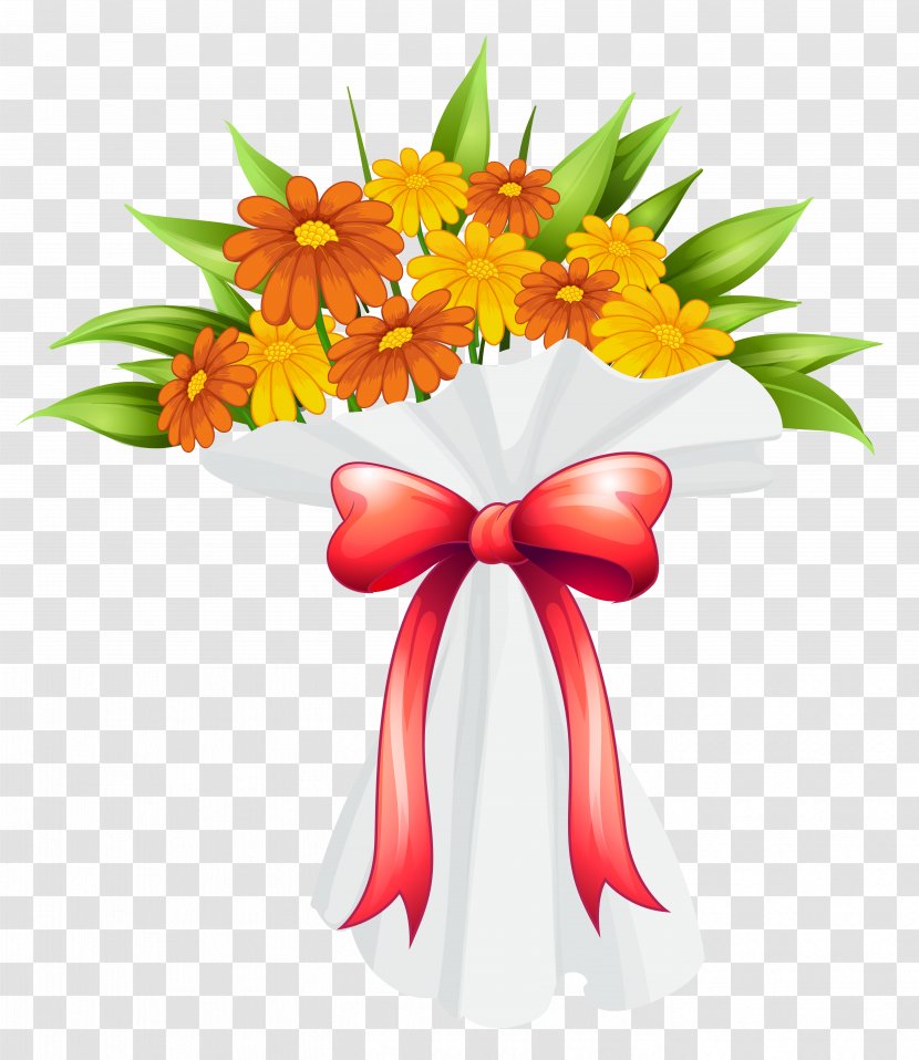 Flower Bouquet Clip Art - Orange Transparent PNG