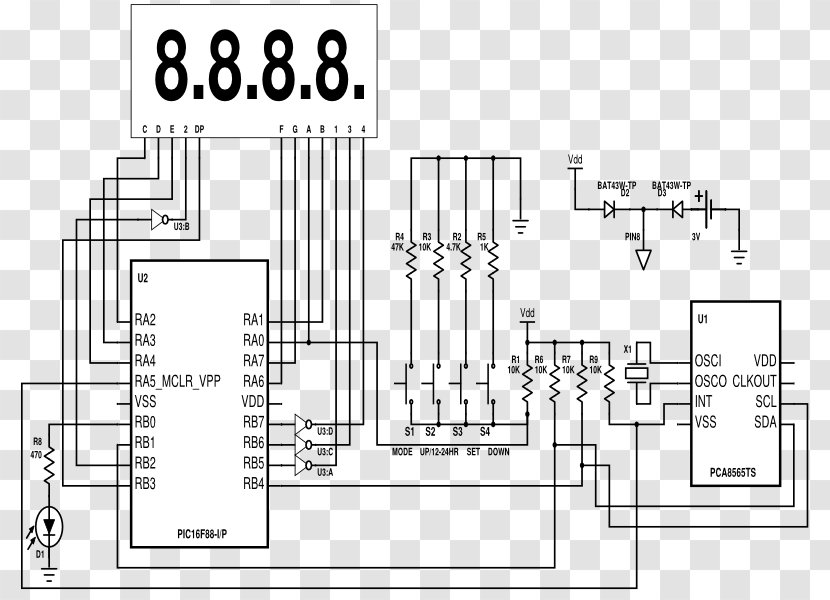 NXP Semiconductors Electronics Real-time Clock Schematic Microcontroller - Alarm Clocks Transparent PNG
