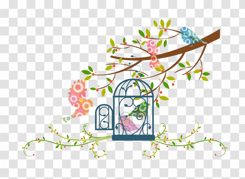 Birdcage Drawing - Tree - Vector Branches Bird Cage Transparent PNG