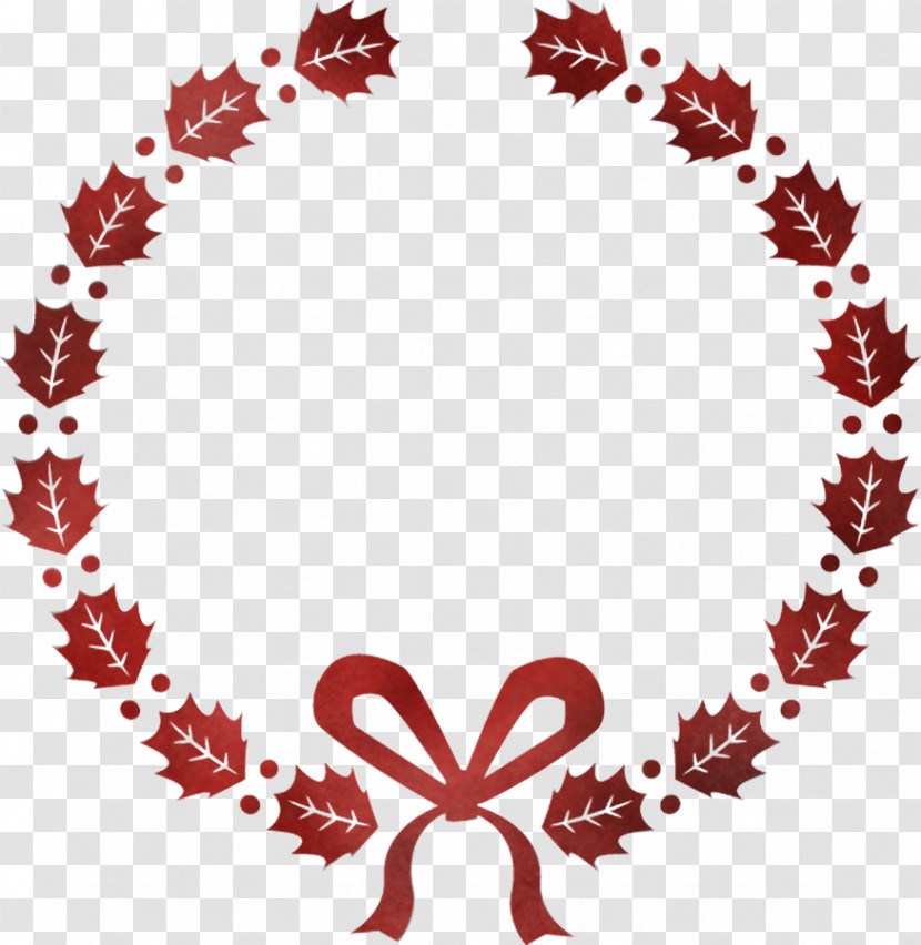 Red Heart Leaf Ornament Wreath Transparent PNG