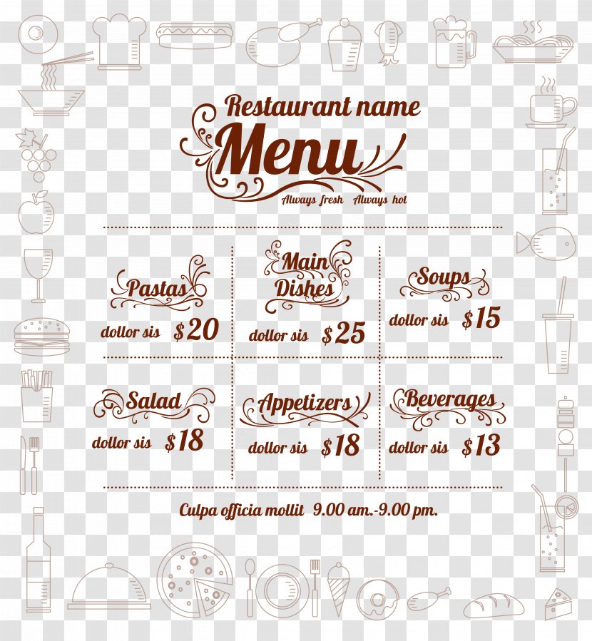 English Google Images - Vector Carte Menu Transparent PNG