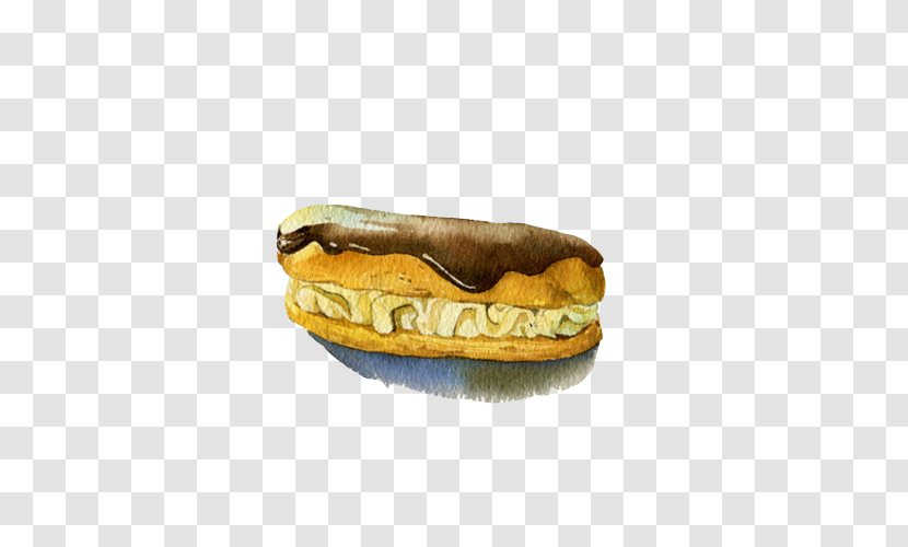 Xc9clair Profiterole Hot Dog Watercolor Painting - Chocolate - Bread Hand Material Picture Transparent PNG