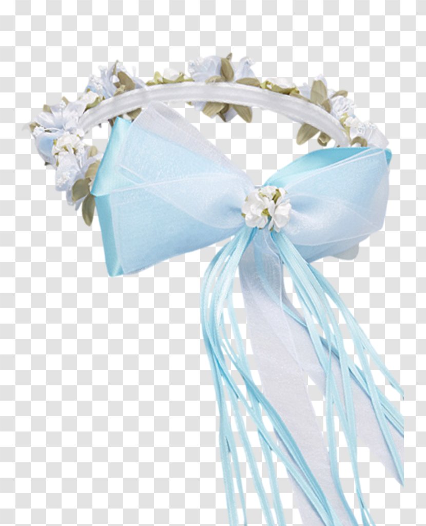 Satin Clothing Accessories Organza Silk Ribbon - Artificial Flower - Blue Wreath Transparent PNG