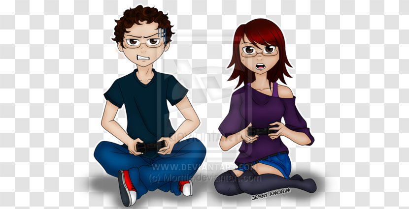 Couple Drawing Nerd Gamer - Frame Transparent PNG